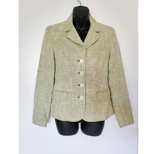 Michael Kors Linen Blend Spring Green & Cream Tweed Jacket Blazer - Size S